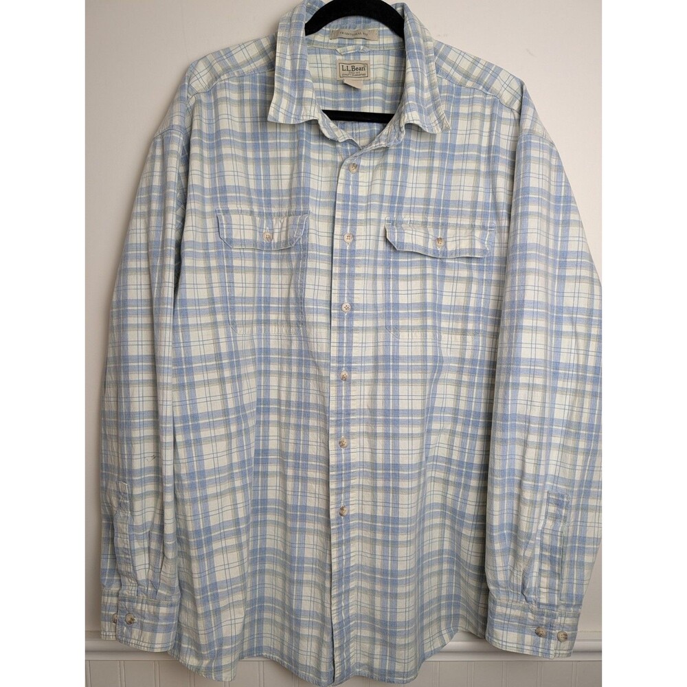 L.L. Bean Shirt Mens XXL Traditional Fit Plaid Flannel Cotton Long Sleeve